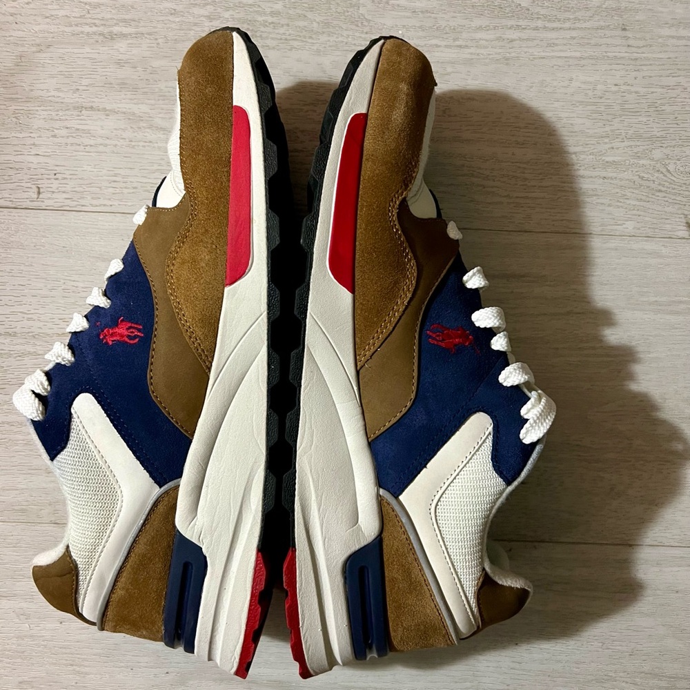 Ralph Lauren Polo Trackster 200 Brown/Blue/ White/Suede Leather Sneaker MEN